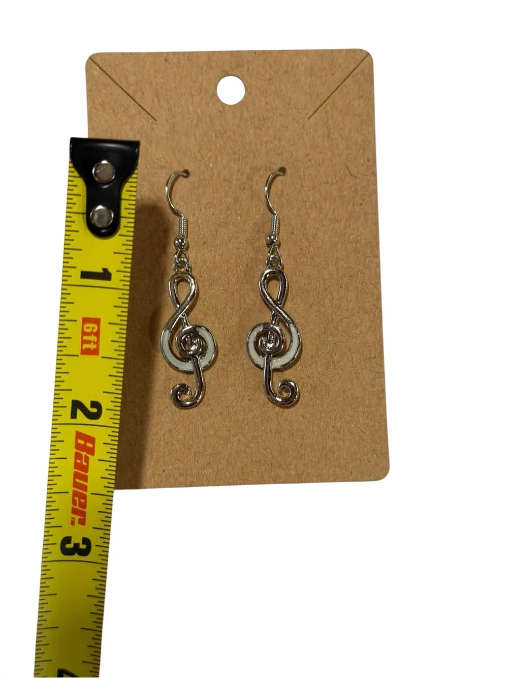 Silver Treble Clef Dangle Earrings - Women Jewelry